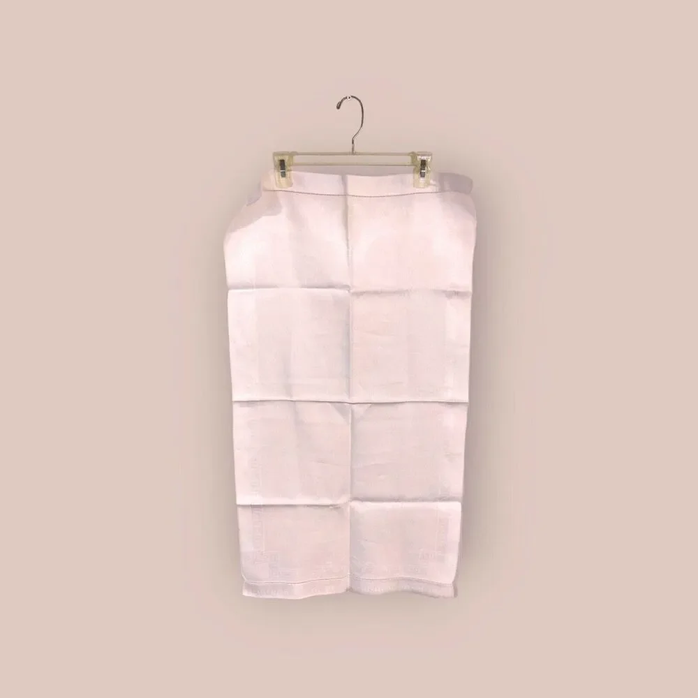 Vintage White Linen Blend Hand Towels: Border Motifs (Set of 3)